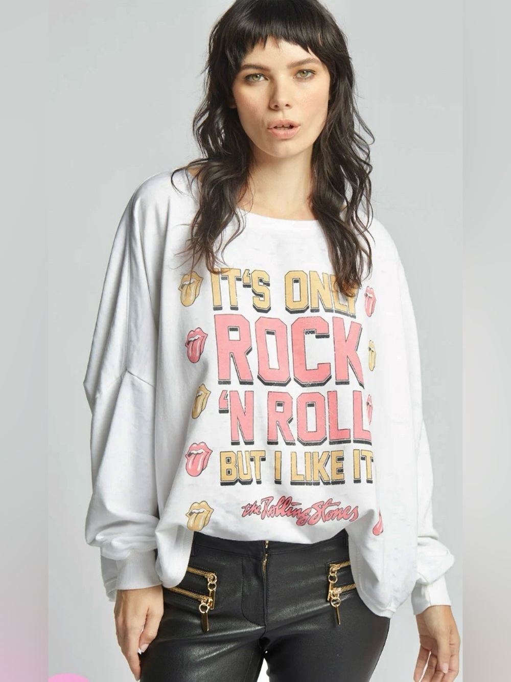 The Rolling Stones Only Rock N Roll One Size Oversized Sweatshirt RECYCLED KARMA